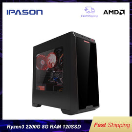 IPASON A3 mini-Gaming PC AMD Ryzen 3 2200G DDR4 4G/8G 120g SSD desktop computer win10 barebone system HDMI/VGA