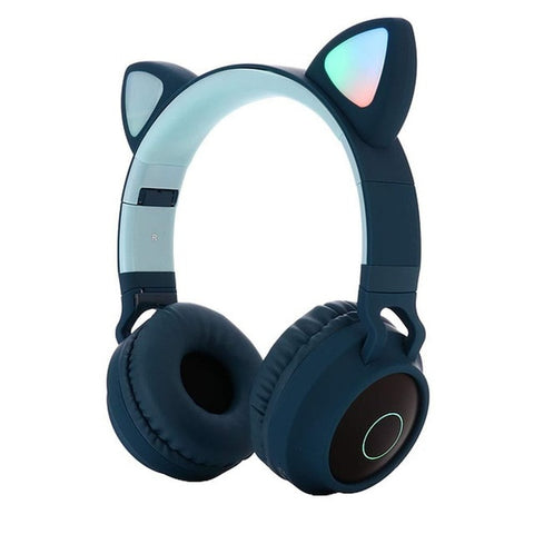 Bluetooth Stereo Earphone Cute Cat Ear Headphones Flashing Glowing  headphones Gaming Headset Earphone LED light For PC Girls