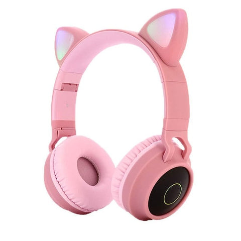 Bluetooth Stereo Earphone Cute Cat Ear Headphones Flashing Glowing  headphones Gaming Headset Earphone LED light For PC Girls