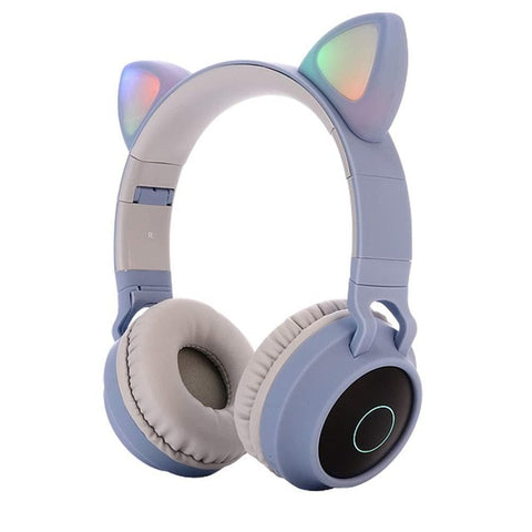 Bluetooth Stereo Earphone Cute Cat Ear Headphones Flashing Glowing  headphones Gaming Headset Earphone LED light For PC Girls