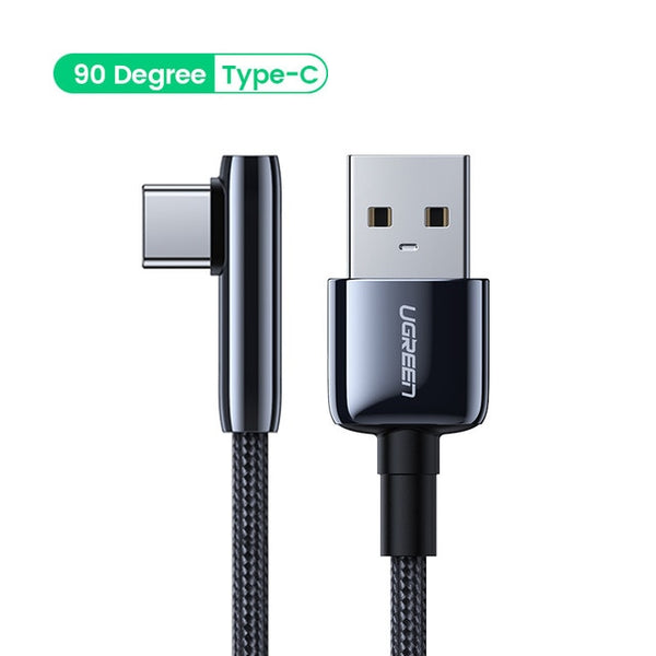 Ugreen USB C Cable 90 Degree USB Type C to USB A Fast Charger Data Cable for Samsung S9 S8 Note 9 Mobile Phone Charging USB Cord