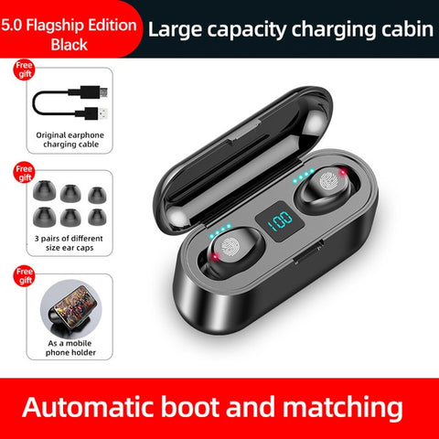 New F9 Wireless Headphones Bluetooth 5.0 TWS Headset HIFI Mini In-ear Sports Running Earphone Support iOS/Android Phones HD Call