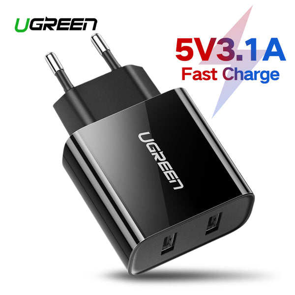 Ugreen USB Charger for iPhone 8 X 7 6 iPad 5V3.1A Smart USB Wall Charger for Samsung Galaxy S9 LG G5 Dual Mobile Phone Charger