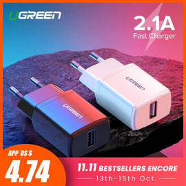 Ugreen 5V 2.1A USB Charger for iPhone X 8 7 iPad Fast Wall Charger EU Adapter for Samsung S9 Xiaomi Mi 8 Mobile Phone Charger