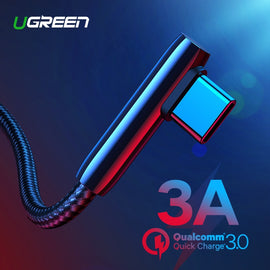 Ugreen USB C Cable 90 Degree USB Type C to USB A Fast Charger Data Cable for Samsung S9 S8 Note 9 Mobile Phone Charging USB Cord