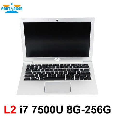 Partaker L2 Windows 10 Laptop Computer Notebook PC 13.3 Inch Core I7 7500U 8G Ram 256G SSD Backlit Keyboard 1920*1080 Ultrabook